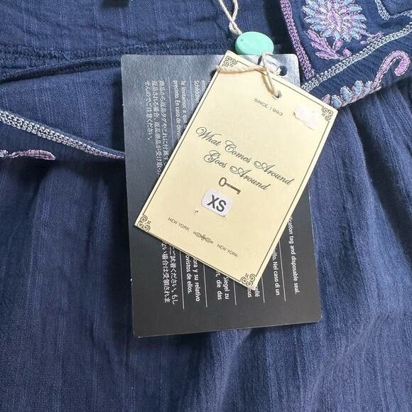 NWT | What Comes Around Goes Around | Embroidered Blouse | Blue | XS - Picture 8 of 11